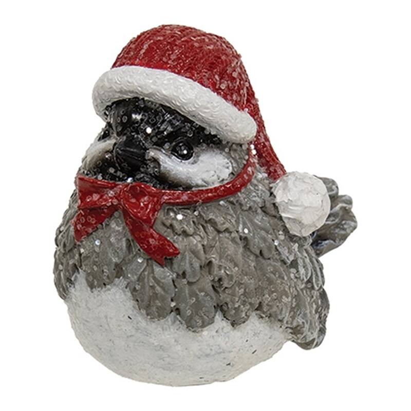 Frosted Resin Birds with Knit Hats & Scarves 2 Asstd. - 2” x 3.50” x 3”