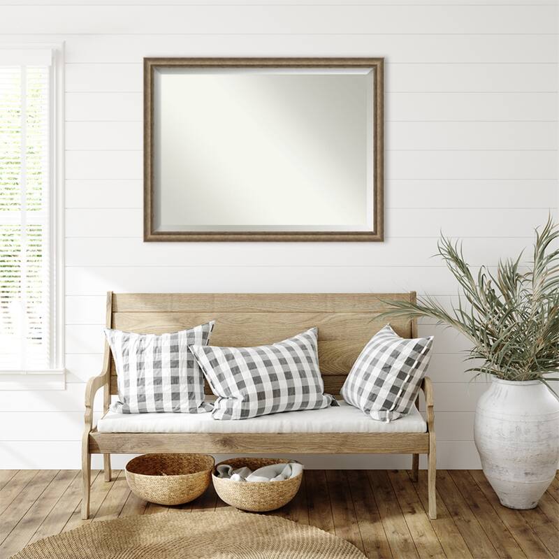 Angled Beveled Wood Framed Wall Mirror