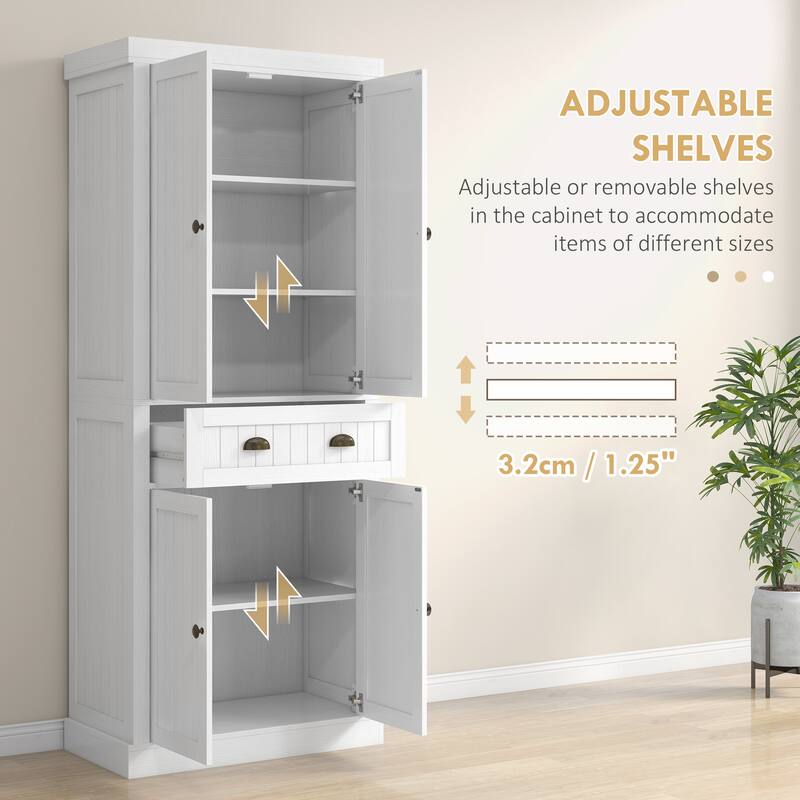 Farmhouse Kitchen Pantry Cabinet MDF with Adjustable Shelves and Soft Close Doors 72 Inch Storage Cabinet