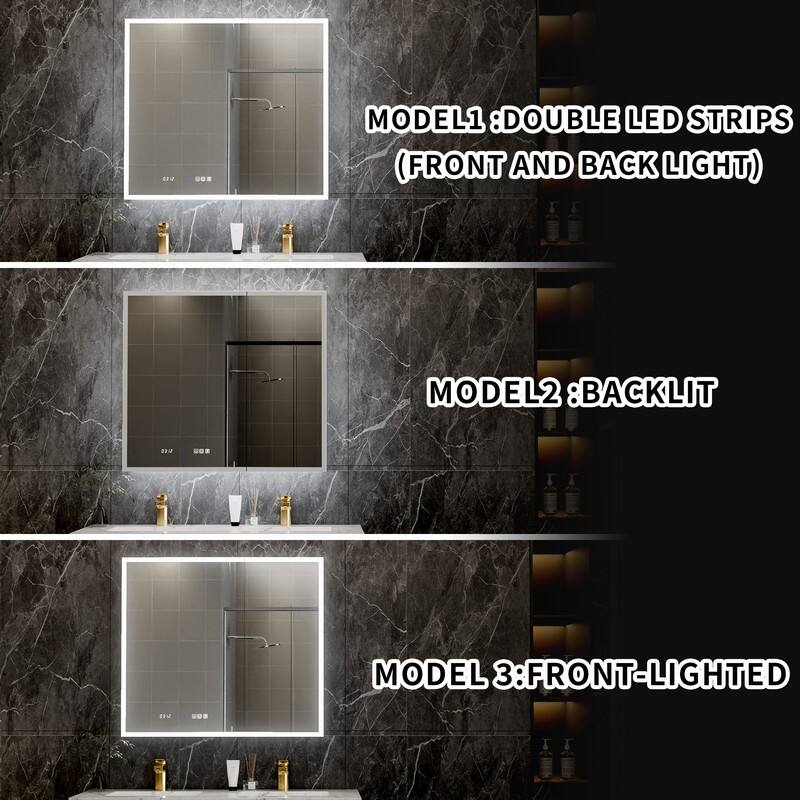MEDUNJESS Double Opening Frameless Bathroom Mirror Cabinet with Defogging