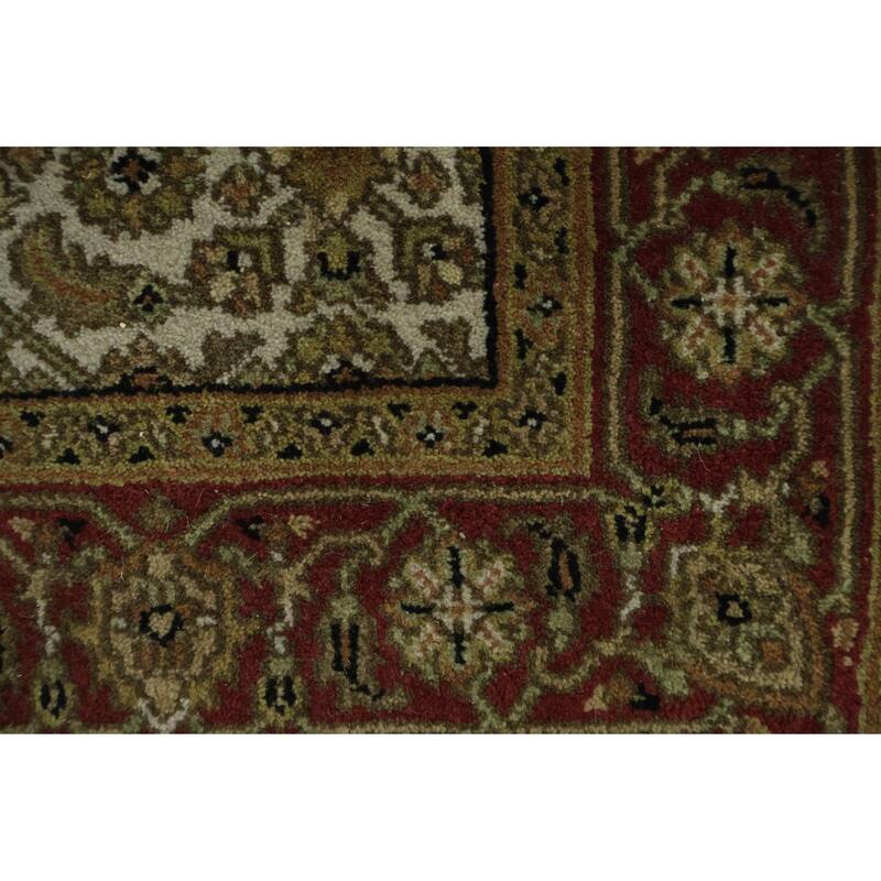 Hand Knotted Oriental 100% Wool Carpet Traditional All-Over Green Tabriz Runner Rug - 17' 4'' X 2' 8''