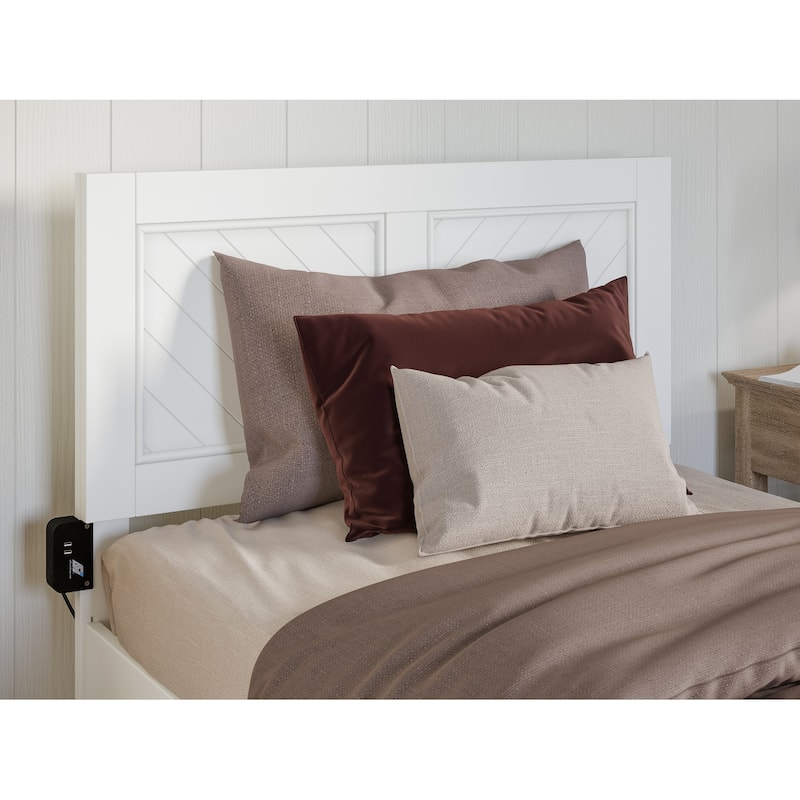 Twin XL Platform Bed with Storage & Footboard - Modern Bedroom Furniture Set - White Finish