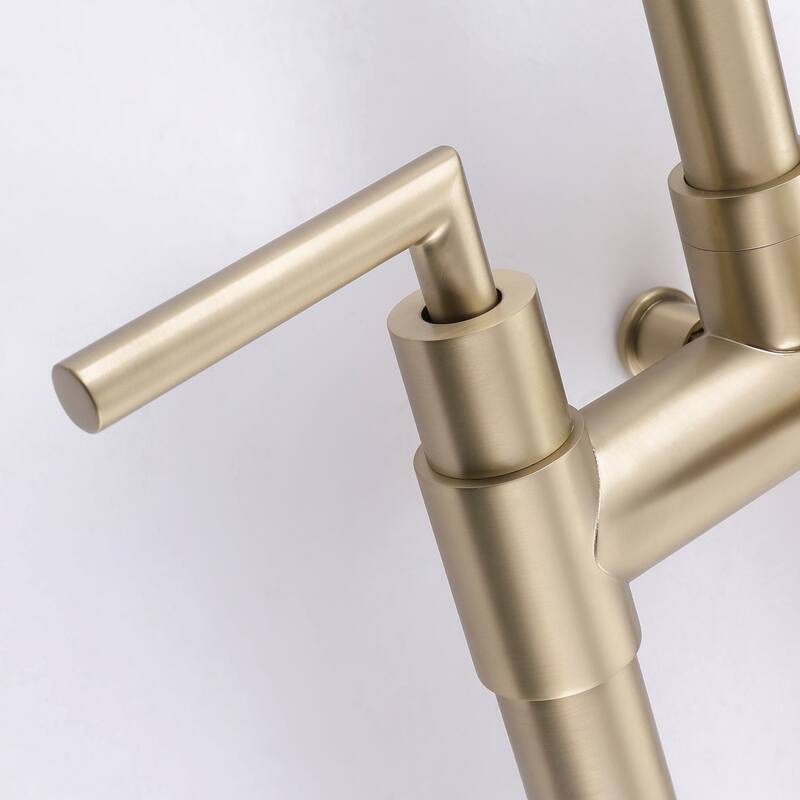 2-Handle 2-Hole Freestanding Tub Faucet with Hand Shower in Black/Gold