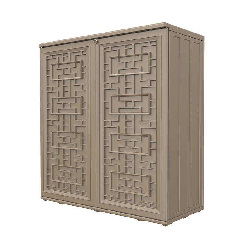 Outdoor 34.3"W x 36.2"H Plastic Vertical Storage Shed With One Shelf