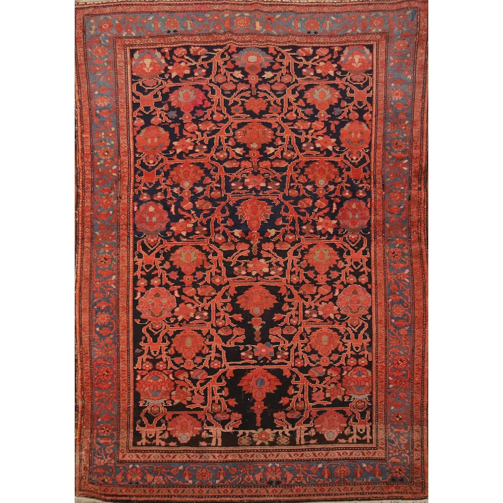 Hand Knotted Oriental 100% Wool Carpet Traditional Floral Oranges & Rust Malayer Area Rug - 6' 6'' X 4' 5''