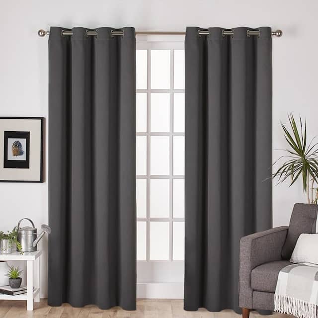 Porch & Den Boosalis Sateen Twill Blackout Curtain Panel Pair - 52" w x 96" l - Charcoal