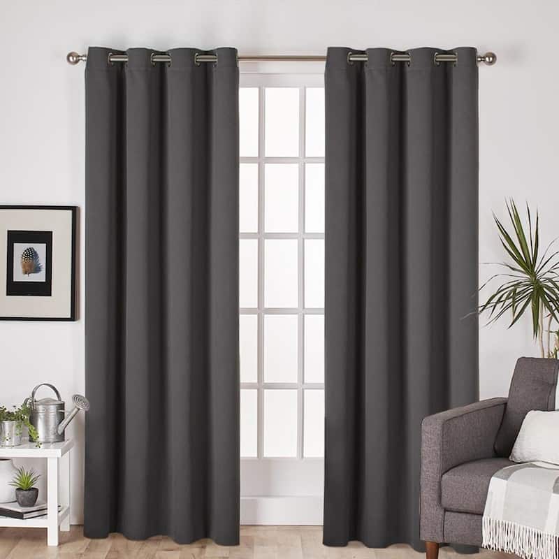 Porch & Den Boosalis Sateen Twill Blackout Curtain Panel Pair - 52" W X 108" L - Charcoal