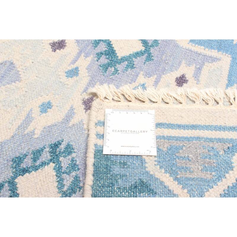 ECARPETGALLERY Flat-Weave Ankara FW Sky Blue Wool Kilim - 5'5 x 7'7
