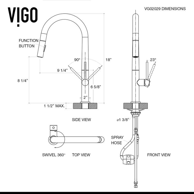 VIGO Greenwich 18" H Single Handle Pull-Down Sprayer Kitchen Faucet