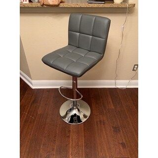 Porch & Den Galena Chrome and Faux Leather Height-adjustable Barstools (Set of 2)