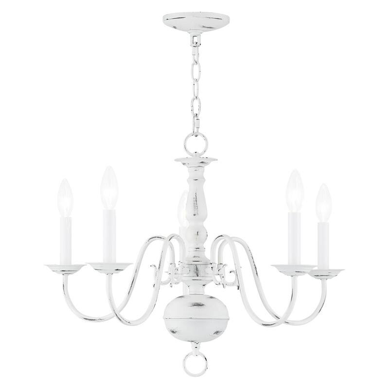 Livex Lighting 5-light Antique White Indoor Chandelier, 5005-60 - 24" DIA X 18" H