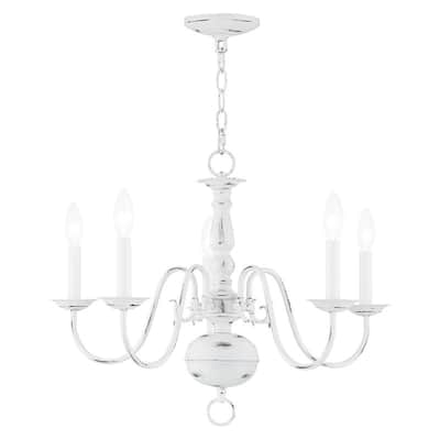 Livex Lighting 5-light Antique White Indoor Chandelier, 5005-60 - 24" DIA X 18" H
