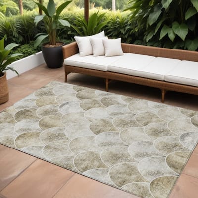 HomeRoots Abstract Transitional Rectangle Outdoor Rug