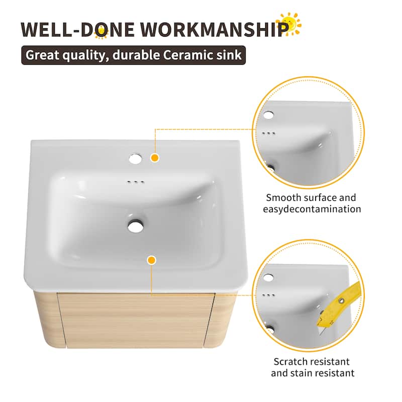 Beingnext 24''/28''/36''/40''/60''/68'' Floating Bathroom Vanity with Sink, Wall Mounted Bathroom Vanity with Soft Close Door