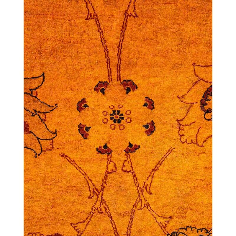 Overton Hand Knotted Wool Vintage Inspired Modern Contemporary Overdyed Orange Area Rug - 4' 2" x 6' 3"