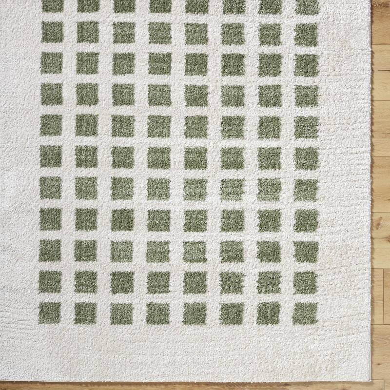 Livabliss Scandinavian Fossay Shag Checkered Washable Area Rug