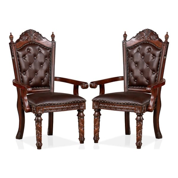 Abeena Traditional Cherry Solid Wood Arm Chairs (Set of 2) by Furniture of America