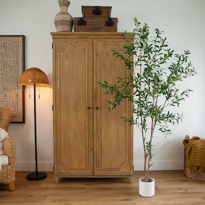 Minimalist Olive Potted Artificial Tree - 7' - Green