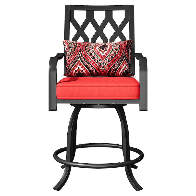 Outdoor Swivel Dining Set with 29"W Cushion Chairs, Patio Table