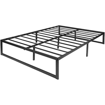 Heavy Duty 14 Inch Black Metal Bed Frame with Storage Clearance