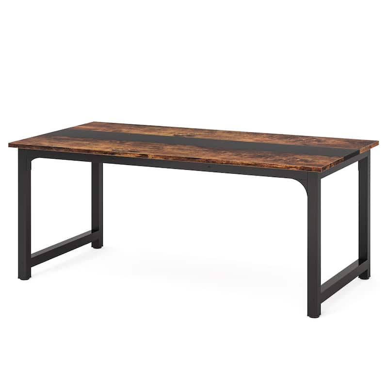 63" Large Modern Computer Desk for Home Office - Brown+Black