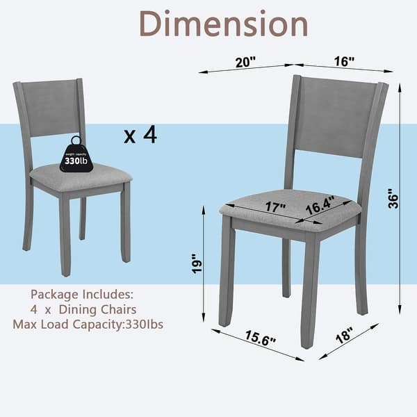 dimension image slide 3 of 7, Wooden Dining Chairs Set of 4 Kitchen Chair Side Chair Accent Chair