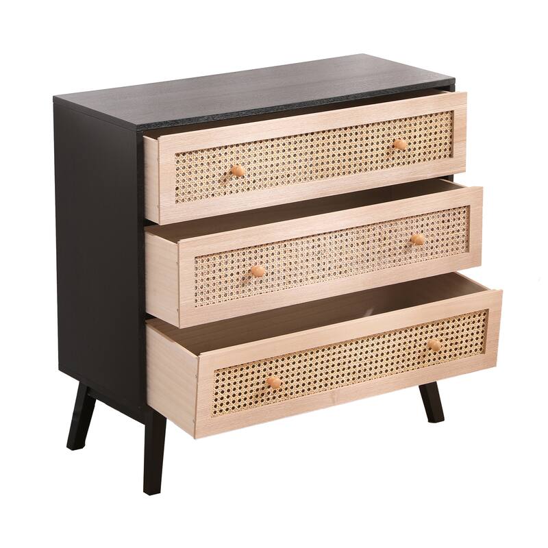31.5 "3-Drawers Rattan Storage Cabinet Rattan Drawer,for Bedroom,Living Room