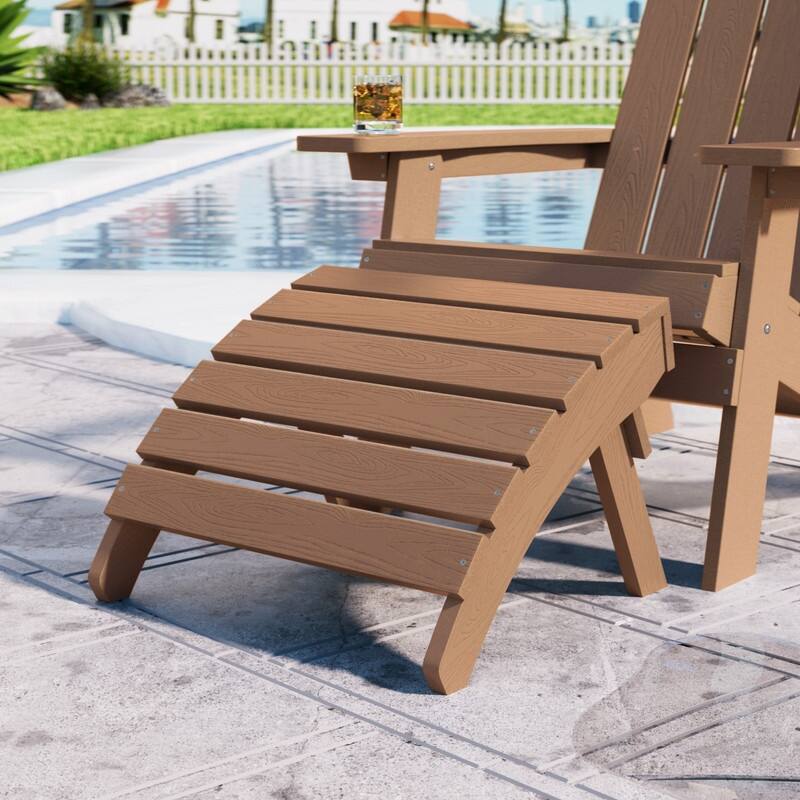 WINSOON 2-Piece All Weather HIPS Outdoor Folding Adirondack Chair with Ottoman