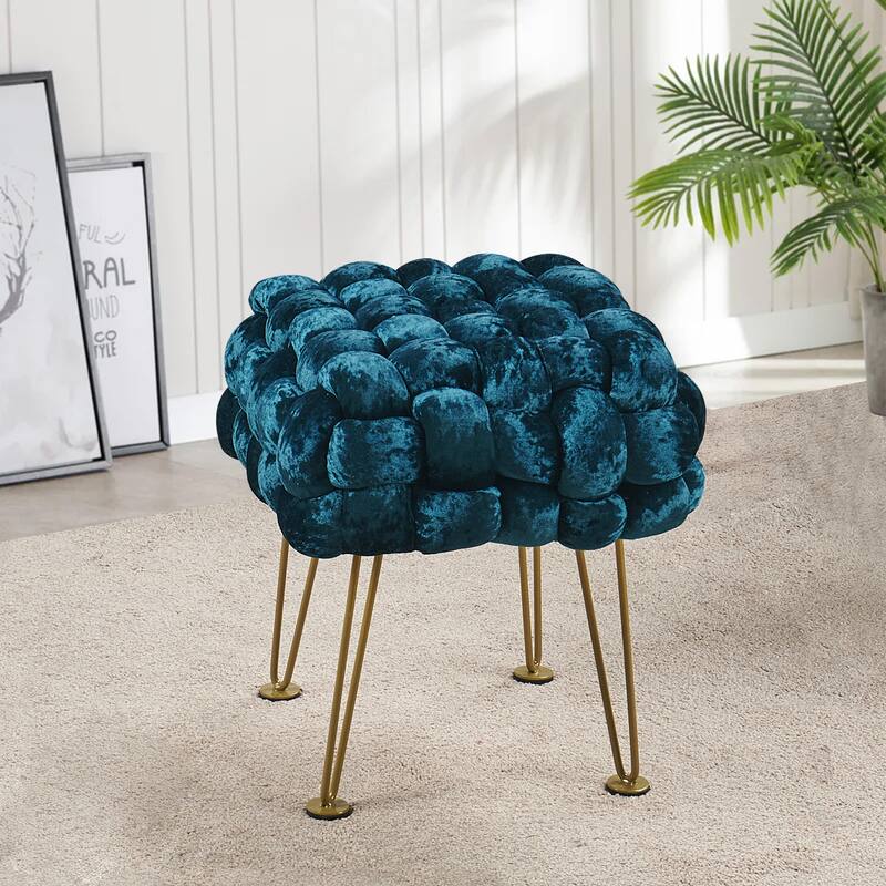 Home Soft Things Crushed Velvet Pouf Stool Ottoman
