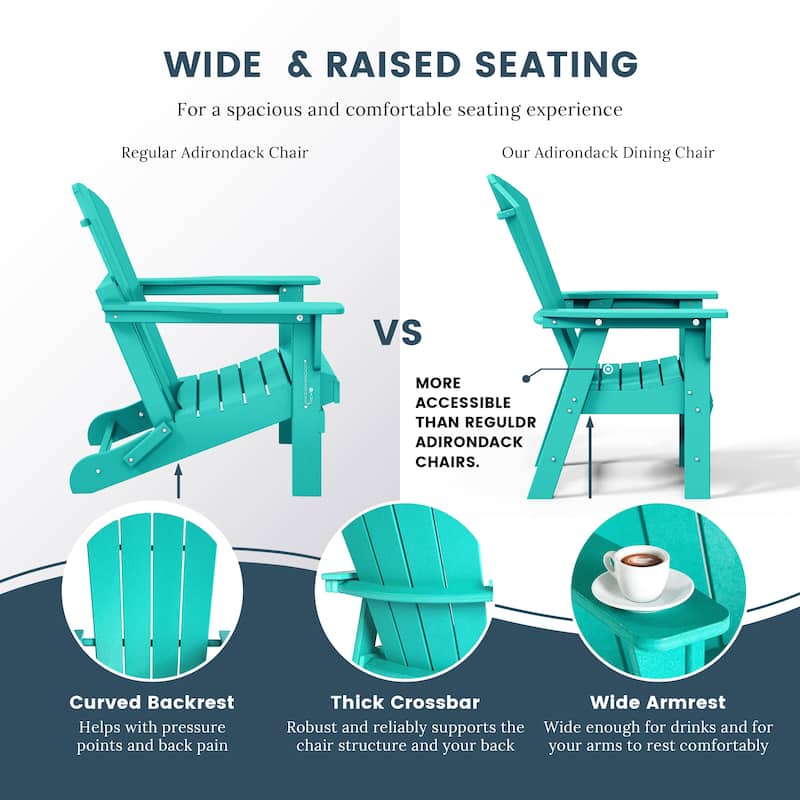 Laguna Hdpe All Weather Outdoor Patio Adirondack Dining Chair With Arms