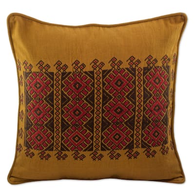 Novica Handmade Mountain Sun Cotton Cushion Cover