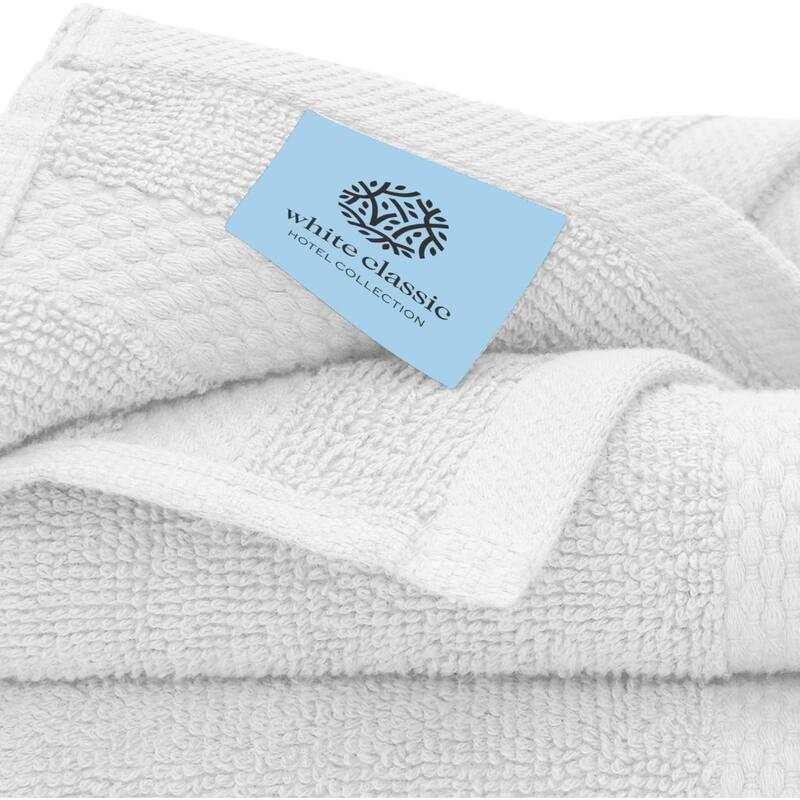 White Classic Luxury Cotton Washcloth 13x13 - Set of 12