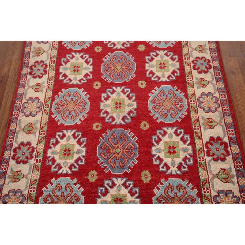 Red Kazak Accent Rug Handmade Wool Carpet - 2'10" x 4'2"