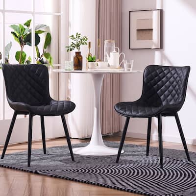 Modern Dining Chairs Set of 2, PU Leather Upholstered Kitchen Chairs with Back