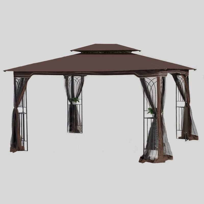 13 x10 Outdoor Gazebo Canopy Tent With Ventilated Double Roof And Mosquito net for Lawn(Detachable Mesh Screen On All Sides)