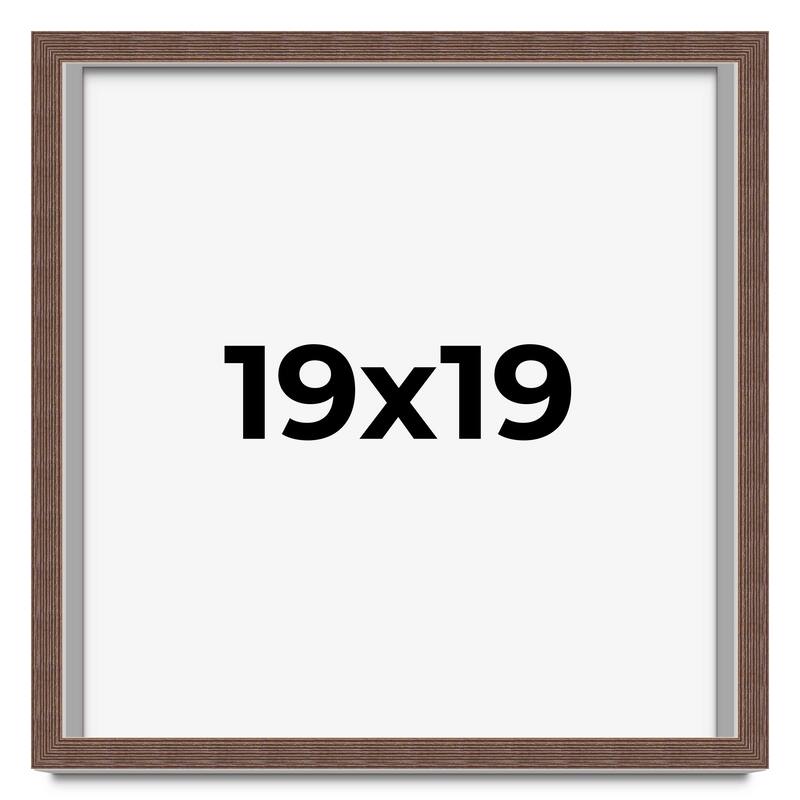 19x19 Shadow Box Frame Brown | 1.125 inches Deep Real Wood Rustic