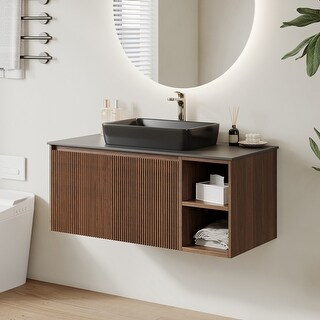なんでも鑑定団よりも驚き！ Vanity Bathroom Single 35.83'' with Stone Sintered Glossy トップス