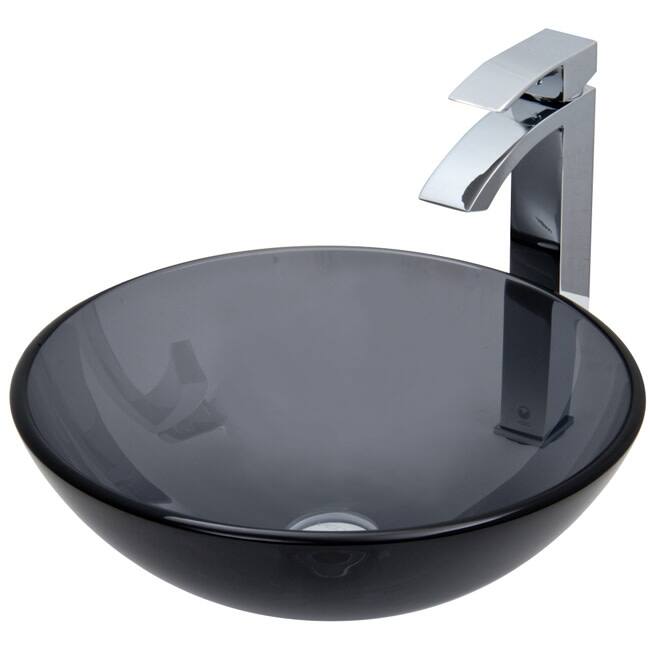 Vigo 16-1/2" Glass Bathroom Vessel Sink with Duris Single Hole - Chrome
