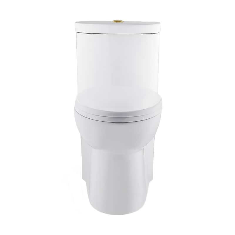 Besanon One Piece Elongated Toilet Dual Flush, Brushed Gold Hardware 1.1/1.6 Gpf - 27.75" x 15.55" 28.4" - 27.75" x 15.55" 28.4" - White