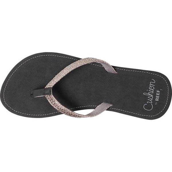 reef black leather flip flops