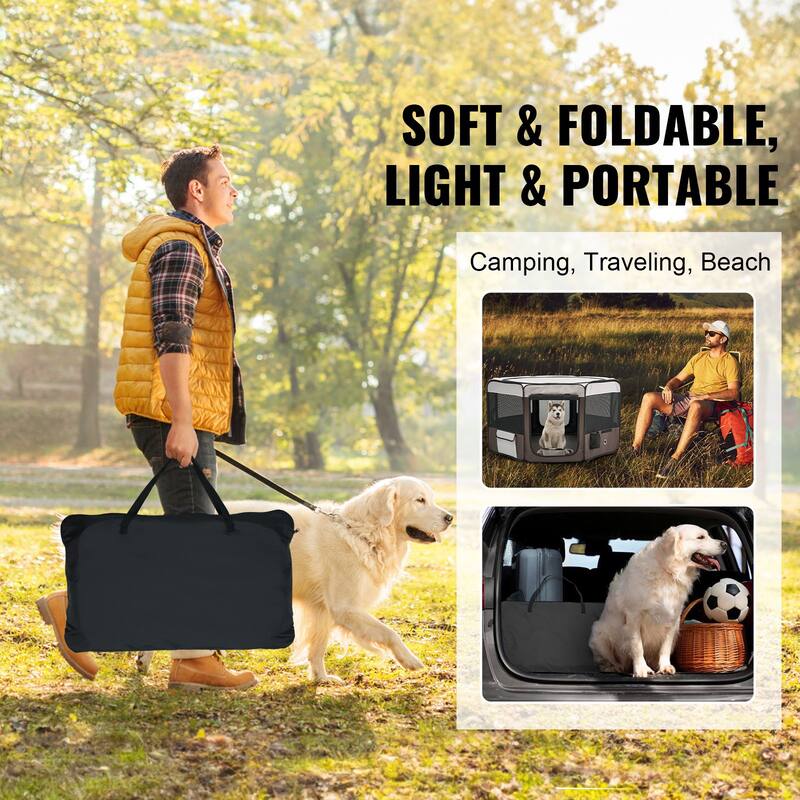 Foldable Pet Playpen Portable Crate Kennel for Dogs Cats