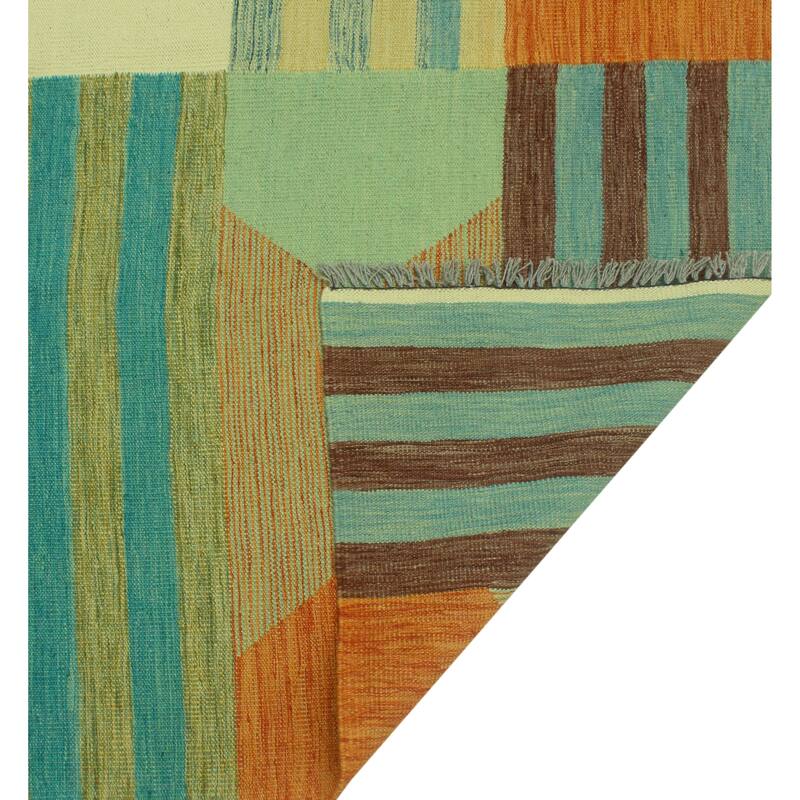 Hand-Woven Winchester Kilim Olaniyan Blue/Ivory Rug - 8'6" x 11'6"