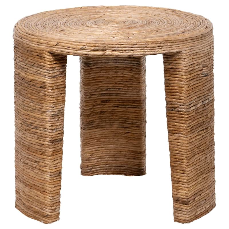 22 in. Brown Round Metal End Table, Sturdy Build End Side Table for Living Rooms