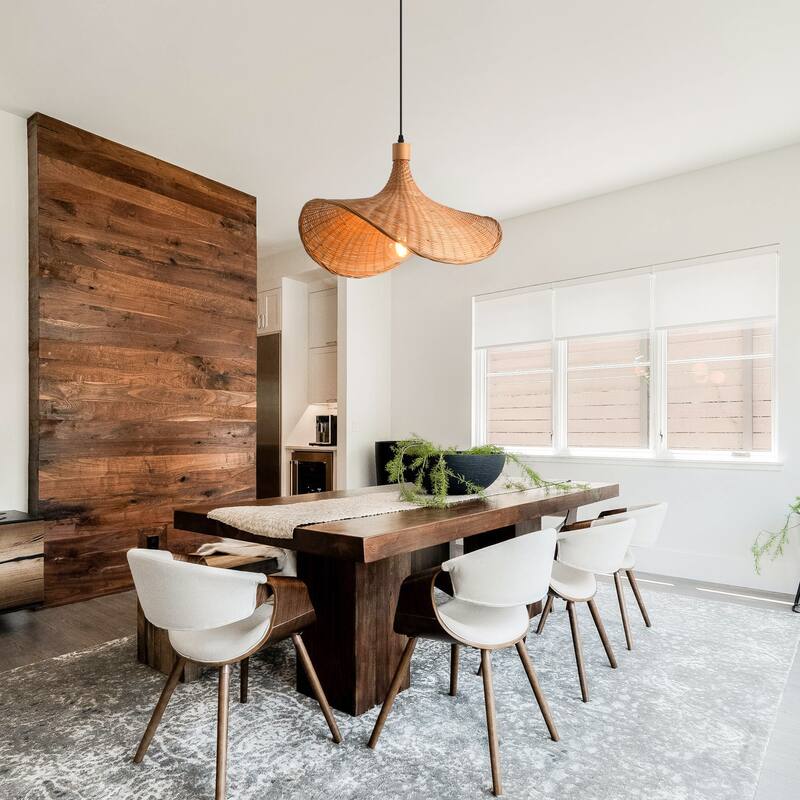 20" Boho Natural Bamboo Handmade Adjustable Pendant Light Chandelier for Dining Room