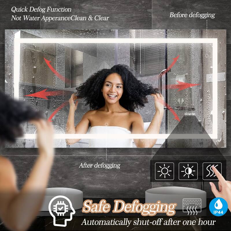LED Bathroom Mirror 60x 32 Inch with lights, anti-Fog & Dimming Led Bathroom Vanity Mirror