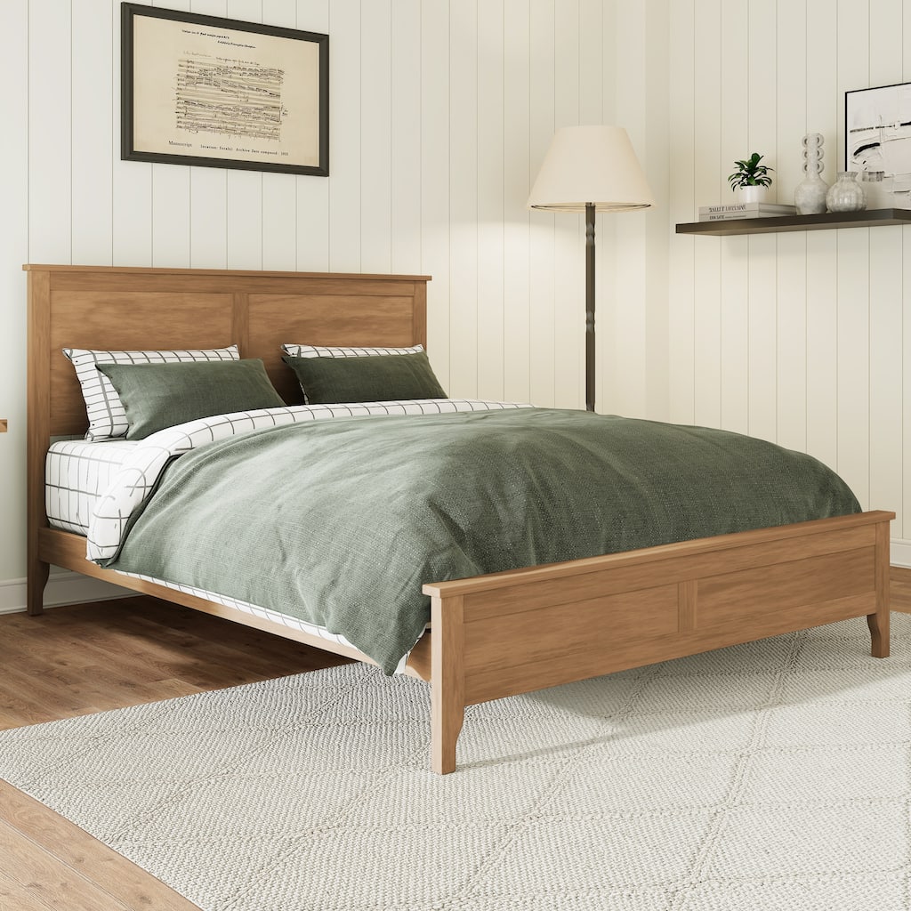 Modern Solid Wood Furniture of Platform Bed with Sturdy Wooden Slats Support