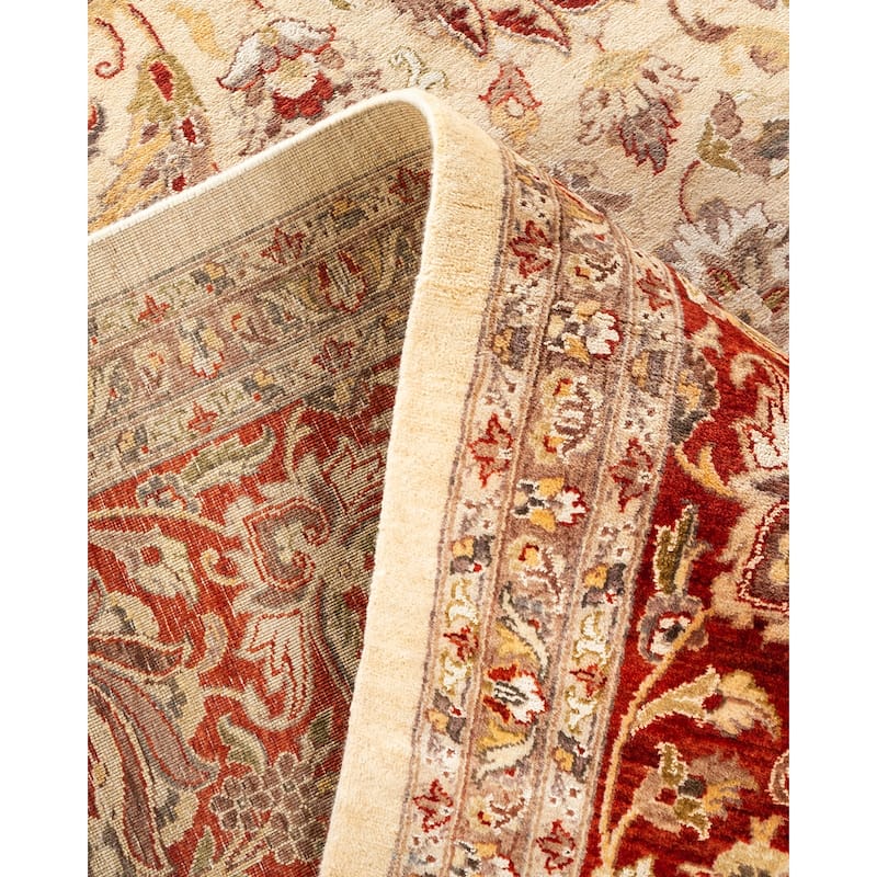 Overton Hand Knotted Wool Vintage Inspired Traditional Mogul Ivory Area Rug - 9 x 12
