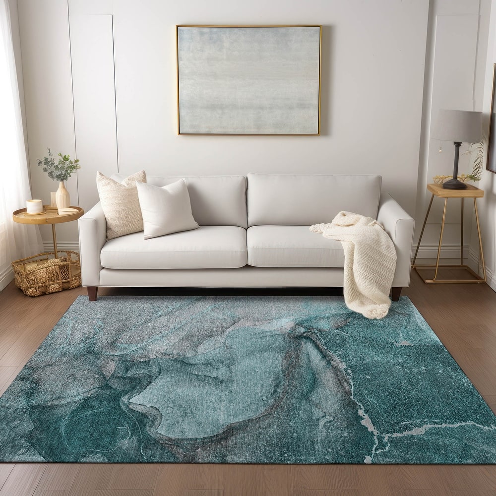 Machine Washable Indoor/ Outdoor Abstract Chantille Rug