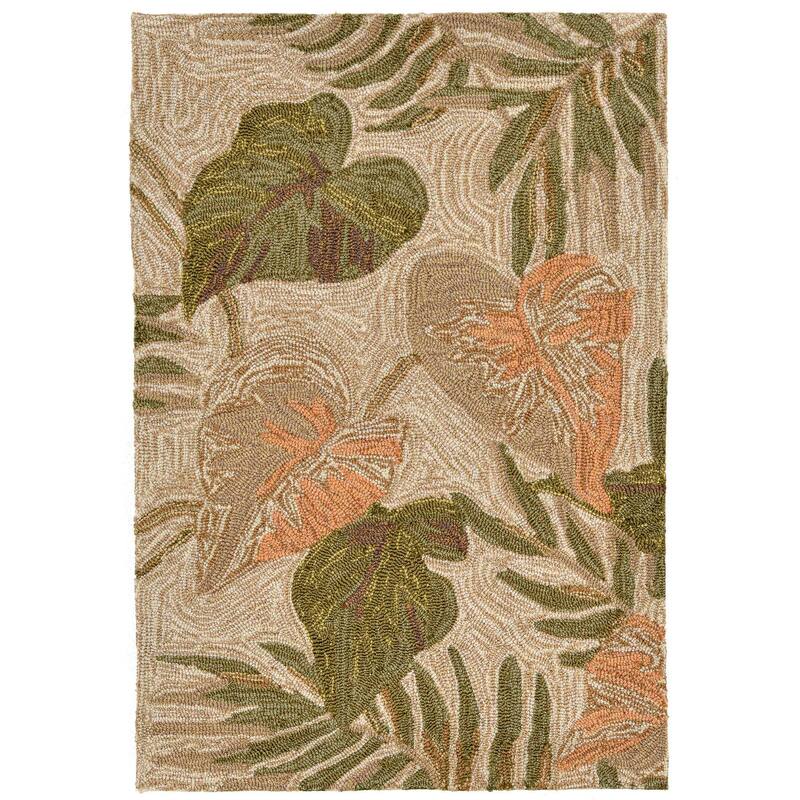 Liora Manne Ravella Tropical Leaf Indoor/Outdoor Rug Neutral - 2' x 3'