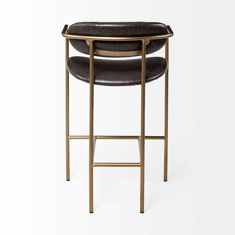 Parker Brown Faux-Leather Seat with Gold Metal Frame Bar Stool